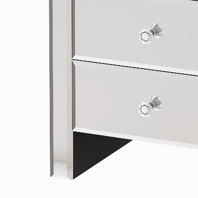 3- Drawer Mirrored Accent Chest,Nightstand with 3-Drawer