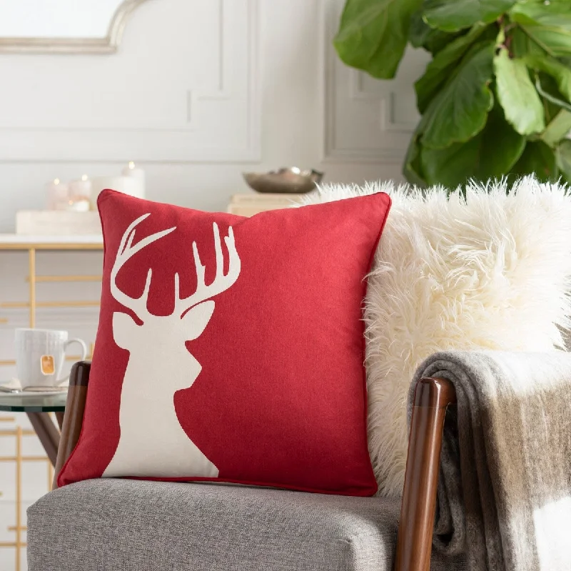 Artistic Weavers Nemorum Reindeer Red Feather Down or Poly 18-inch Throw Pillow