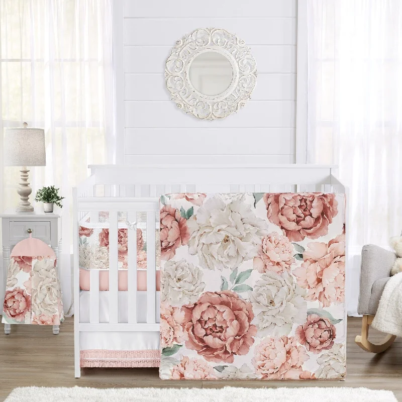 Blush Pink Boho Shabby Chic Floral Girl Sweet Jojo Designs 6p Crib Bedding +BreathableBaby Breathable Mesh Liner