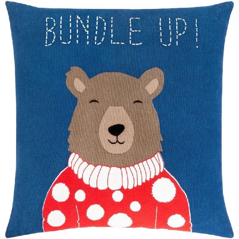 Brooklyn Holiday Bear 18-inch Down or Poly Throw Pillow