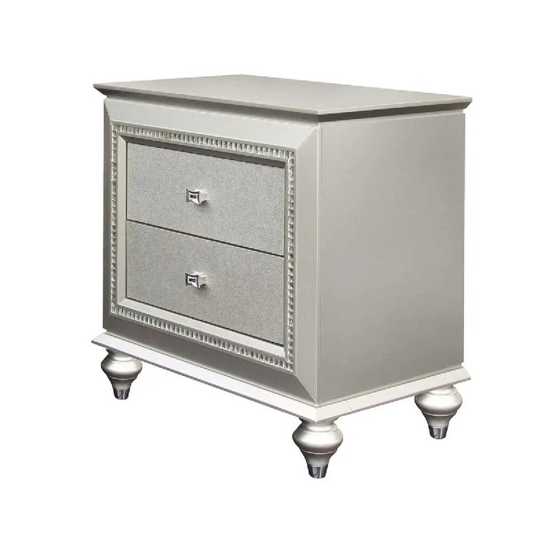 Champagne Style Modern Trendy Bedside Table, Two Drawers, with Crystal Like Sparkling Trim, Suitable for Bedrooms