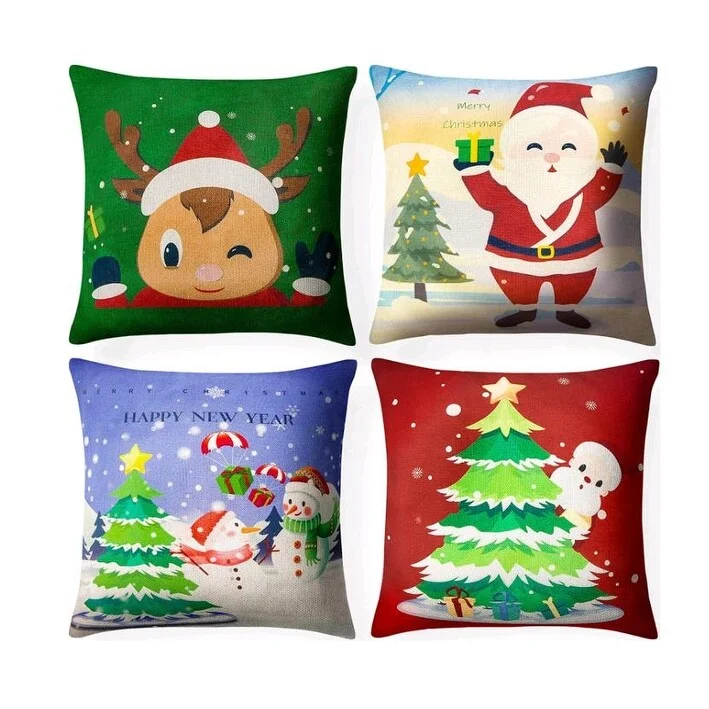 Christmas pillowcase 18x18 inch 4 piece set,