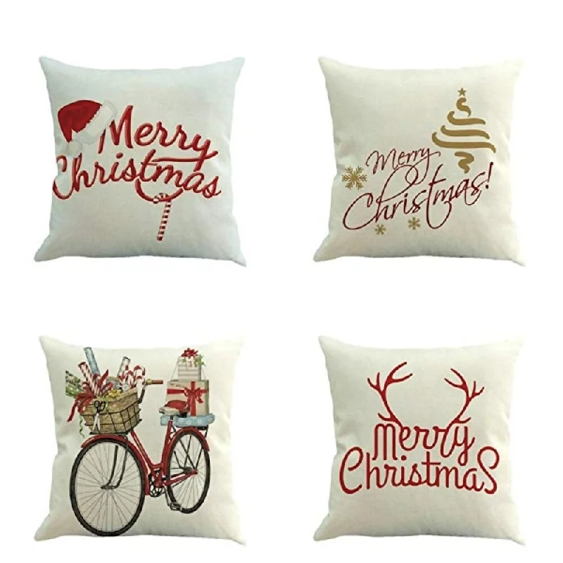 Christmas Vintage Pillow Case 18 x 18 (set of 4) [Christmas D]