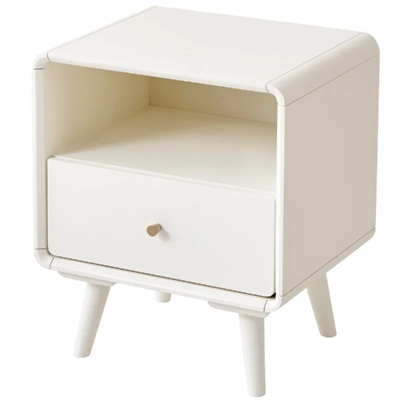 Clean Lined Design1-drawer Nightstand with 4 Legs, Storage Compartment & Cable Hole, For Bedroom Furniture