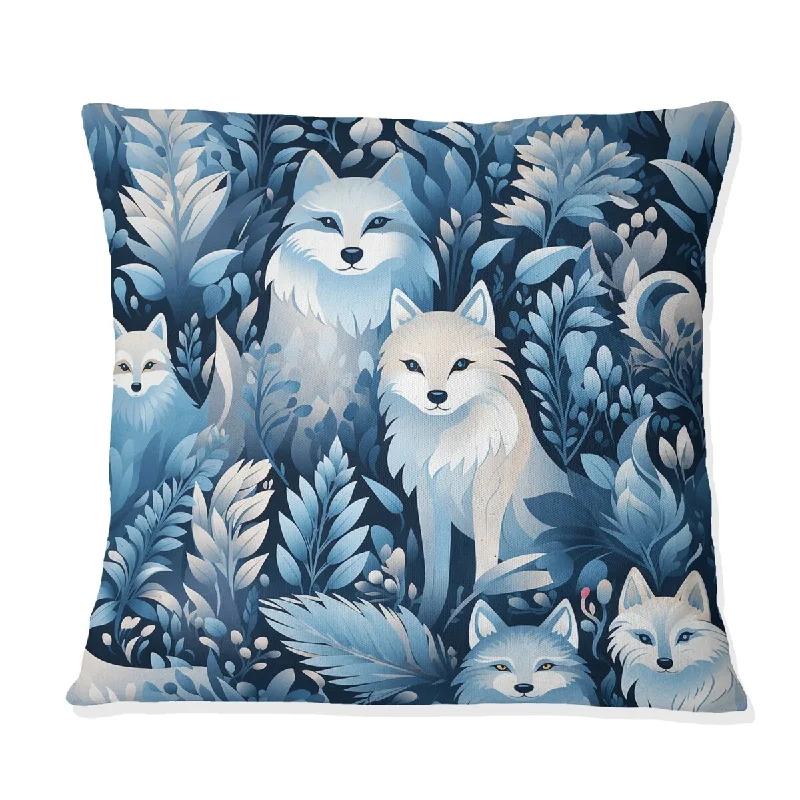 Designart "Artic Blue Husky Animal Print Pattern" Animal Printed Throw Pillow