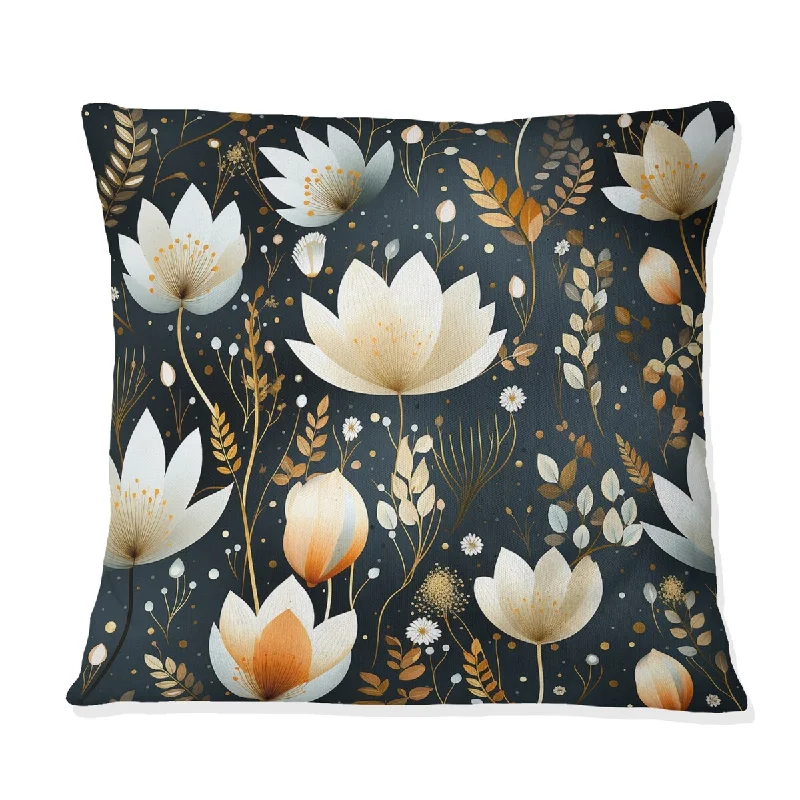 Designart "Artistic Essence Floral Pattern XIII" Floral Printed Throw Pillow