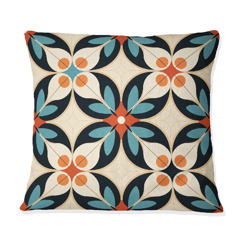 Designart "Asian Zen Beige And Orange Tiles" Damask Printed Throw Pillow