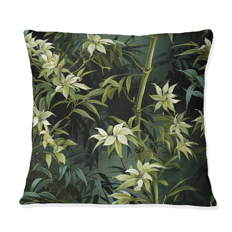 Designart "Bamboo Bliss" Floral Printed Throw Pillow