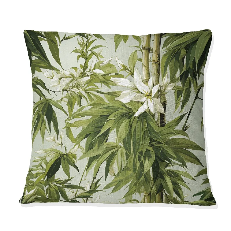 Designart "Bamboo Sanctuary II" Floral Printed Throw Pillow