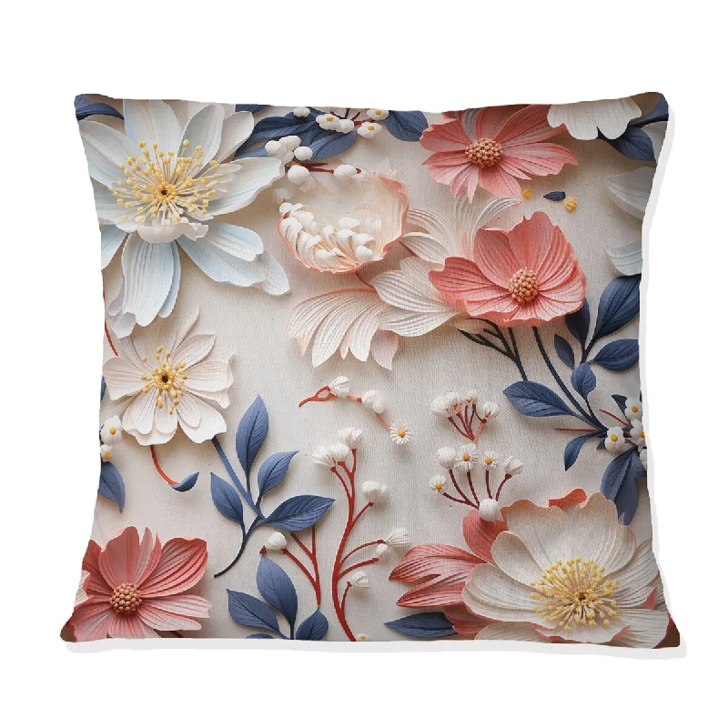 Designart "Beige And Color Poppies Flowers Pattern I" Floral Printed Throw Pillow