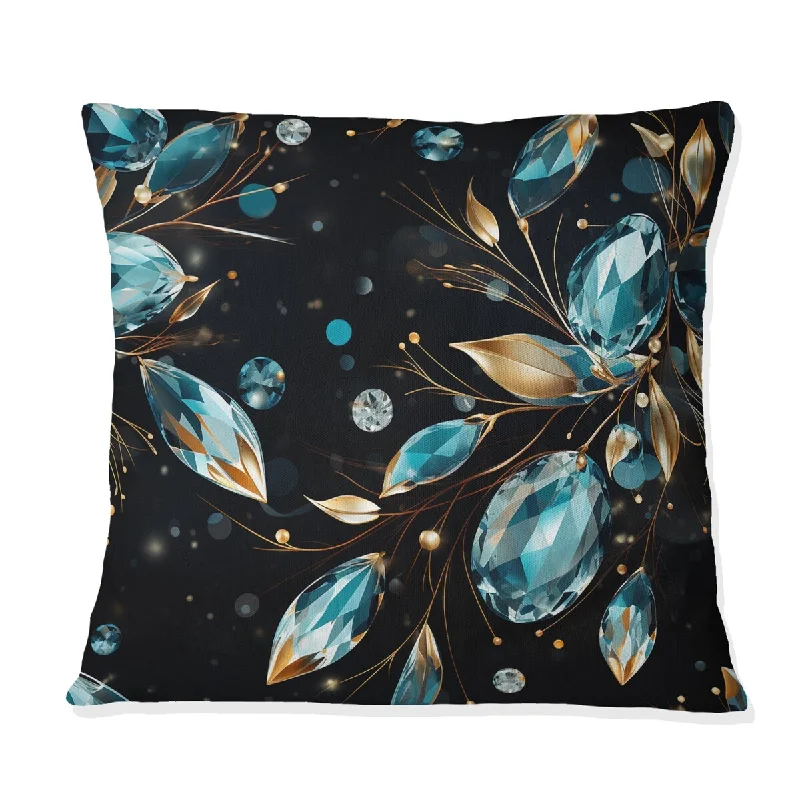 Designart "Blue And Black Opulent Crystal Splendor II" Glam Printed Throw Pillow