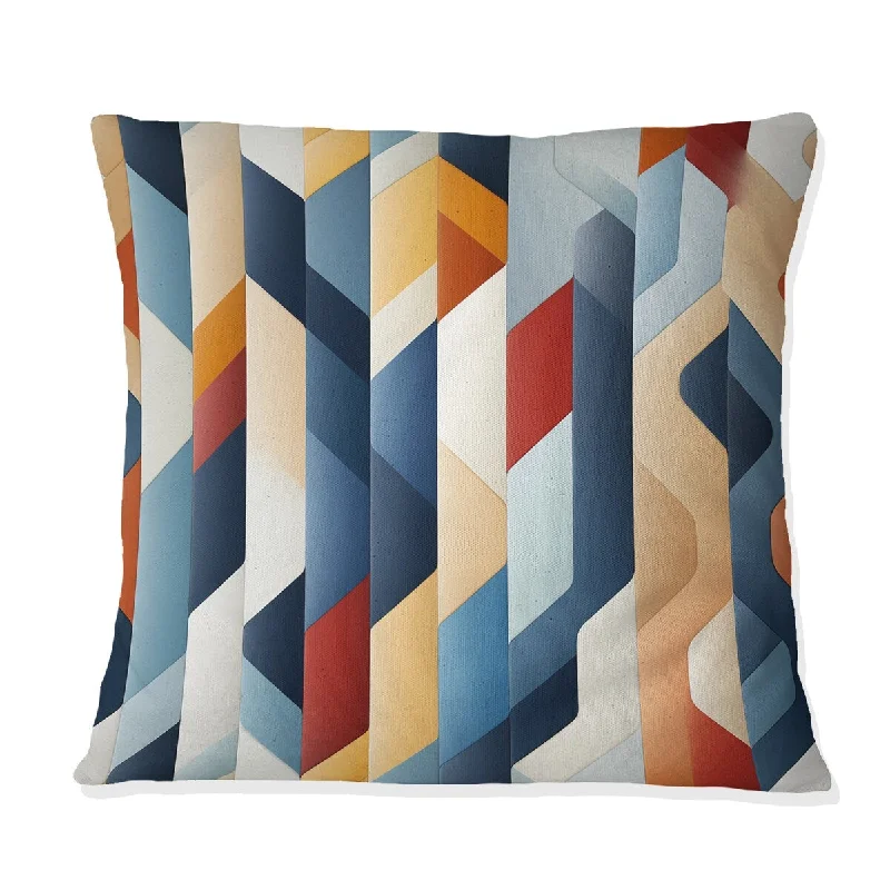 Designart "Blue And Orange Striped Lines Pattern" Striped Printed Throw Pillow