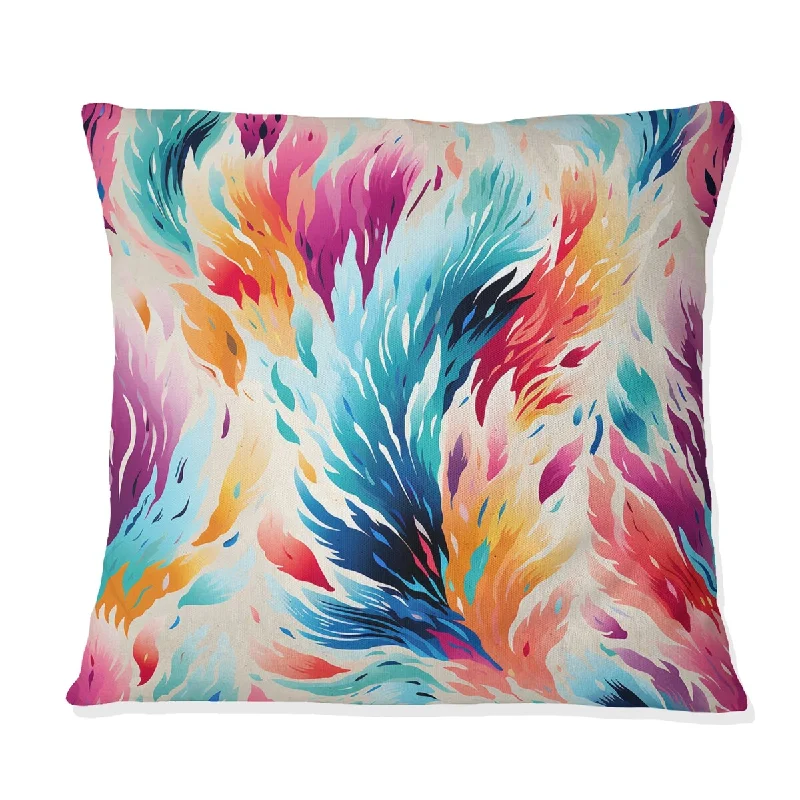 Designart "Blue And Purple Boho Ikat Spirit Embraced" Floral Printed Throw Pillow