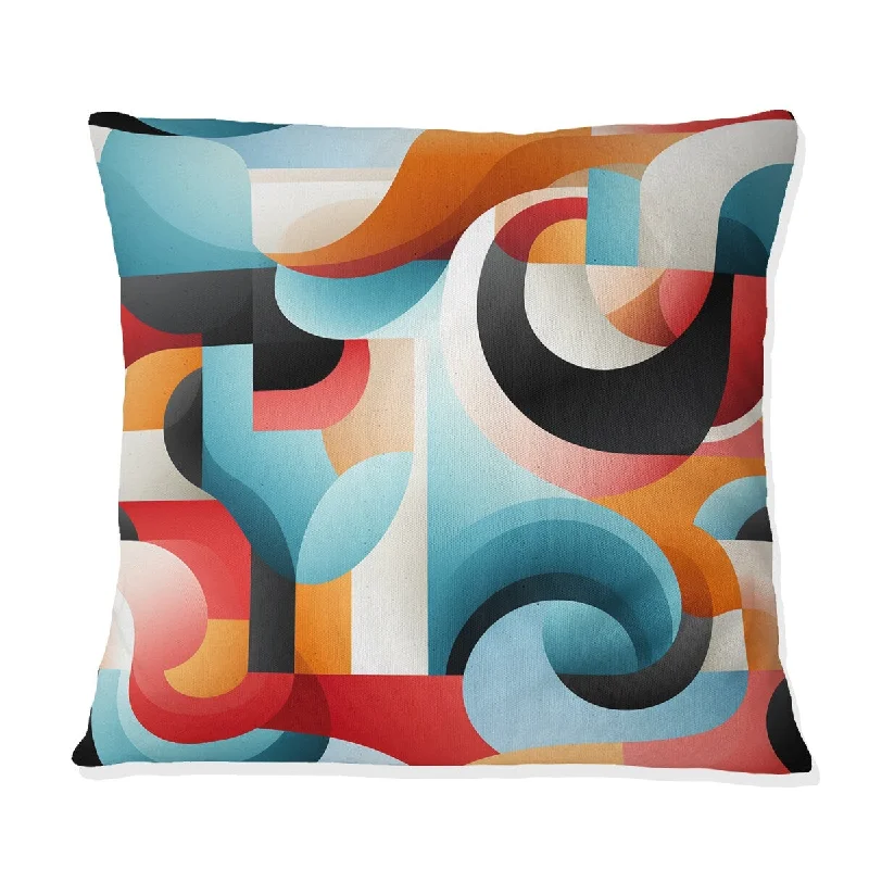 Designart "Blue And Red Contemporary Whirlwind Hues " Geometric Printed Throw Pillow