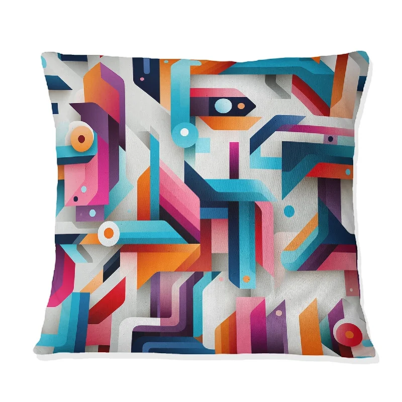 Designart "Blue Contemporary Whirlwind Hues " Geometric Printed Throw Pillow