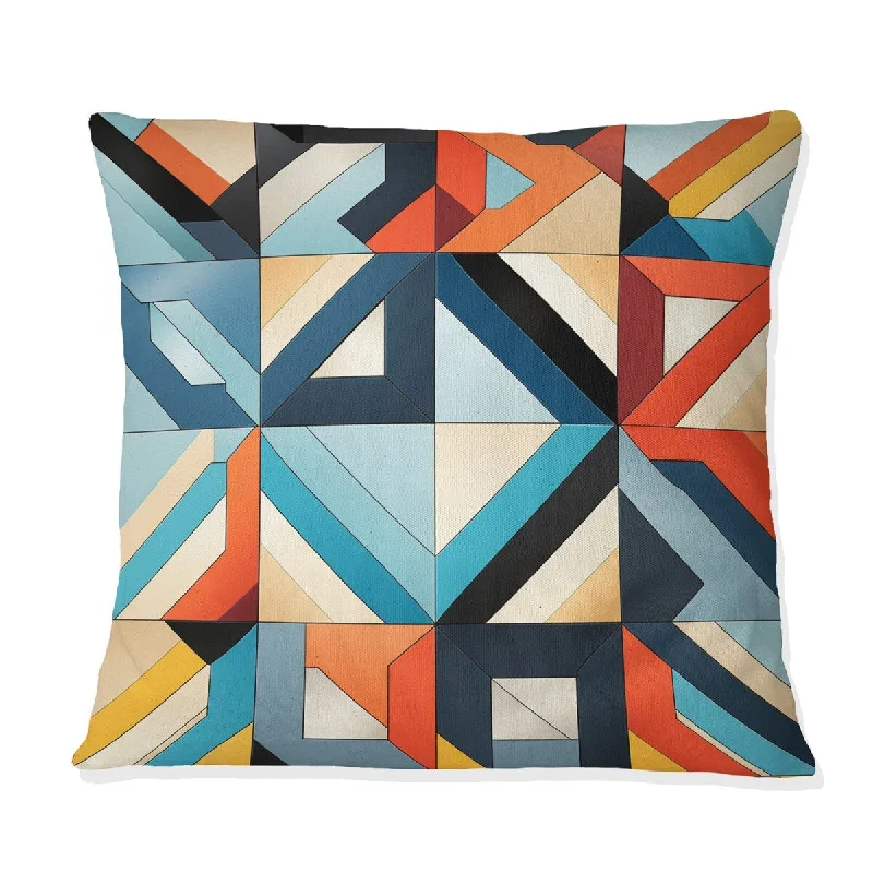 Designart "Blue Industrial Matrix Cubic Reflections" Geometric Printed Throw Pillow