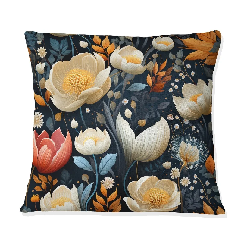 Designart "Blue Multicolor Garden Blooms Floral Pattern" Floral Printed Throw Pillow