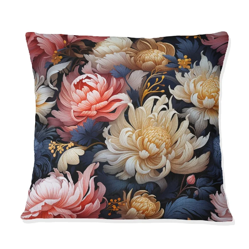 Designart "Blue Mutlicolor Poppies Florals II" Floral Printed Throw Pillow