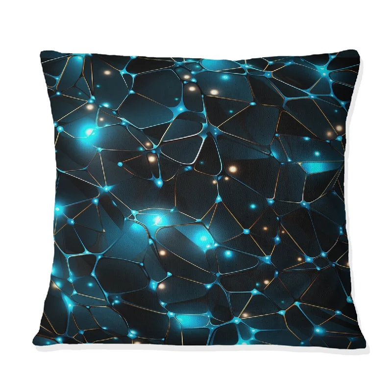 Designart "Blue Quantum Matrix Vision Geometric II" Geometric Printed Throw Pillow