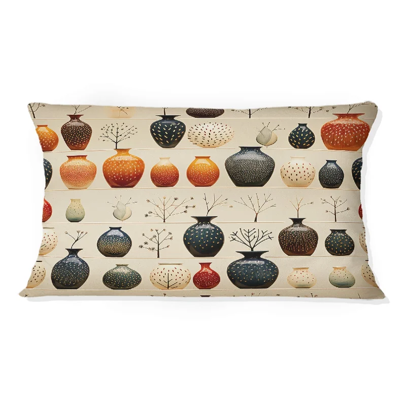 Designart "Boho Pottery Motifs" Boho Printed Throw Pillow