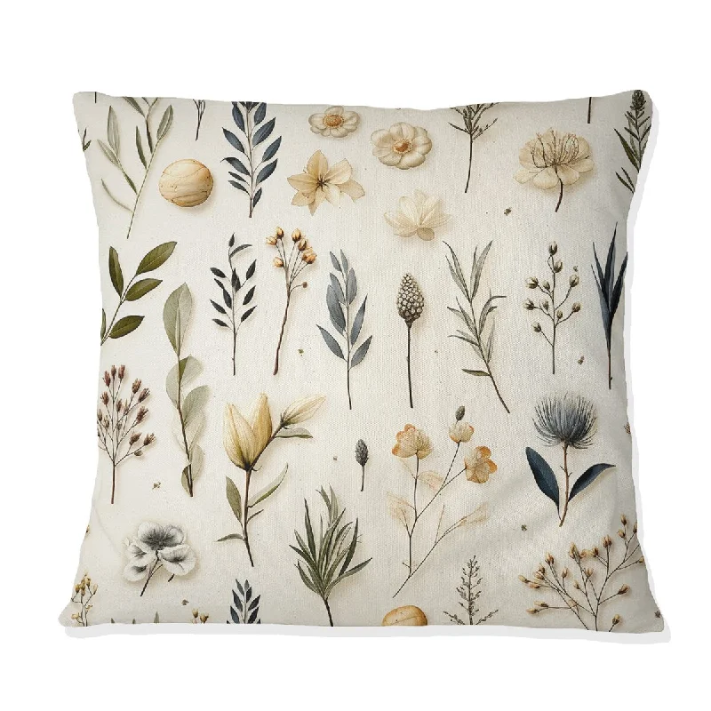 Designart "Botanical Sketched V" Plants Printed Throw Pillow