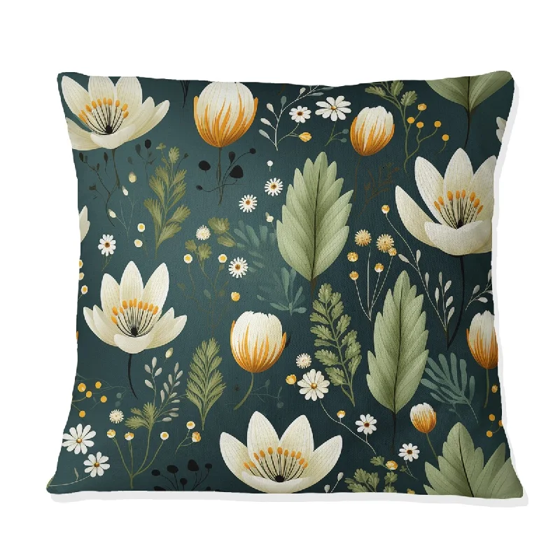 Designart "Classic Green Harmony Bouquet I" Floral Printed Throw Pillow