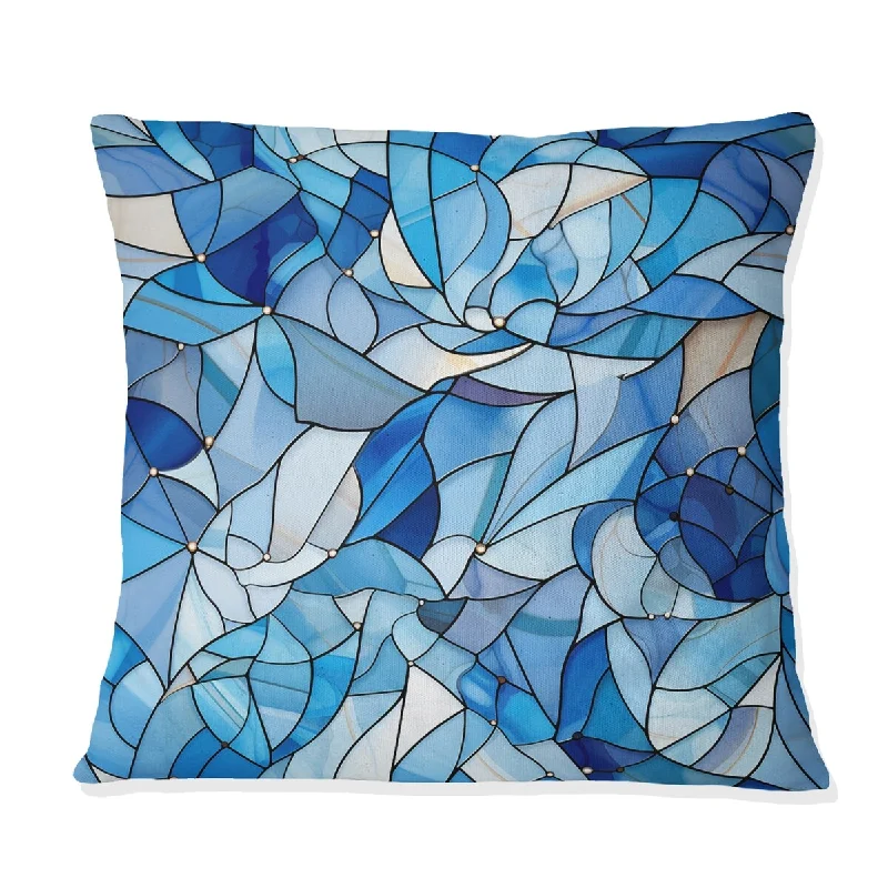 Designart "Coastal Cobalt Blue Mosaic III" Geometric Printed Throw Pillow