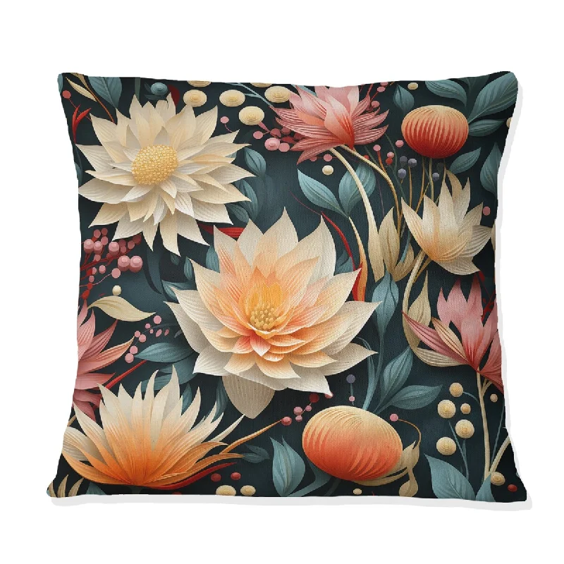 Designart "Coastal Dreams Floral Pattern" Floral Printed Throw Pillow