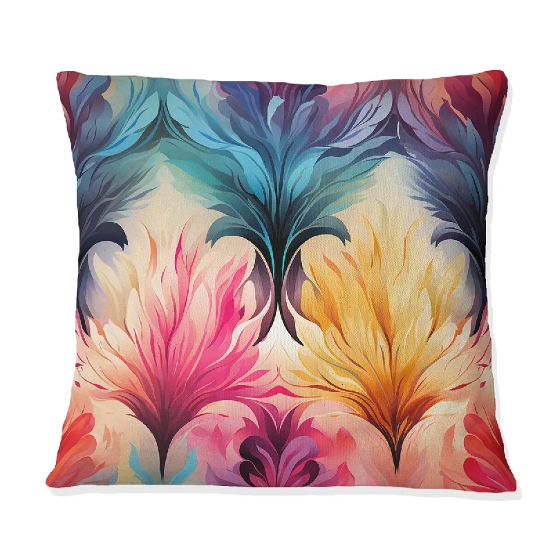 Designart "Colorful Cosmic Ikat Radiance" Floral Printed Throw Pillow