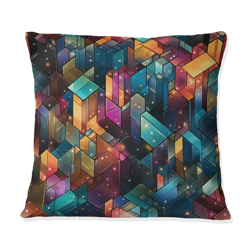 Designart "Colorful Retro Futurism Fuse" Geometric Printed Throw Pillow