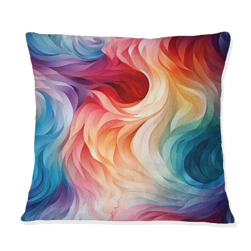 Designart "Colorful Watercolor Whirls Echos II" Geometric Printed Throw Pillow