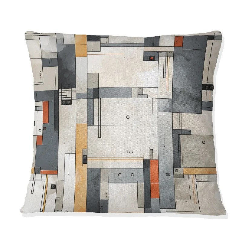 Designart "Concrete Grey Quadrants Pattern" Geometric Printed Throw Pillow