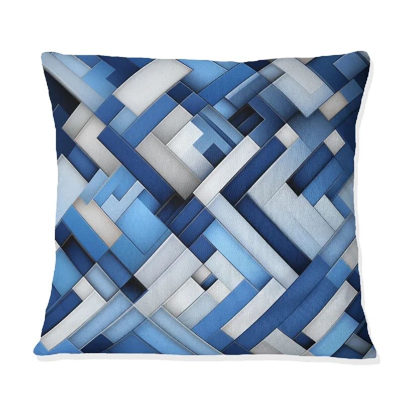 Designart "Deep Cobalt Blue Symmetry Cubes II" Geometric Printed Throw Pillow