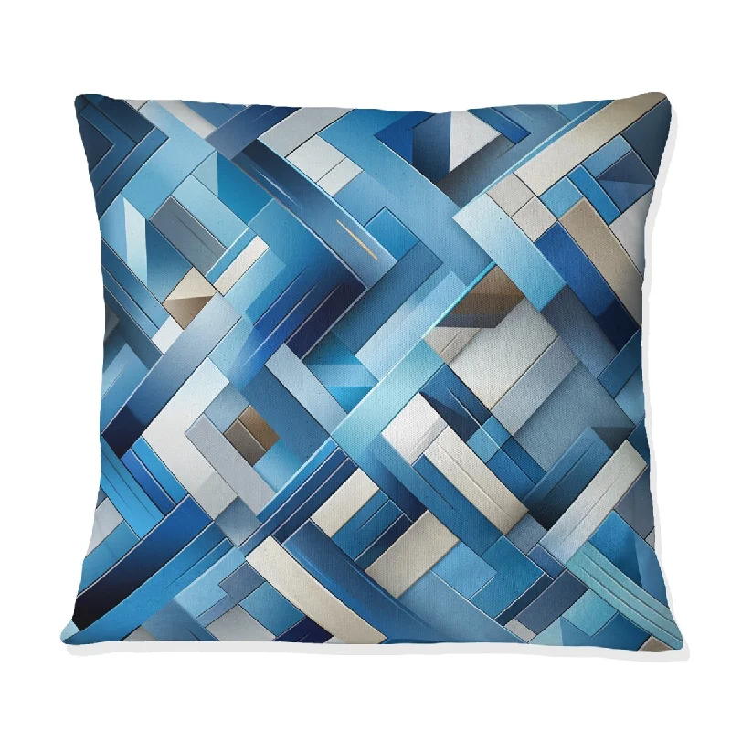 Designart "Deep Cobalt Blue Symmetry Cubes III" Geometric Printed Throw Pillow