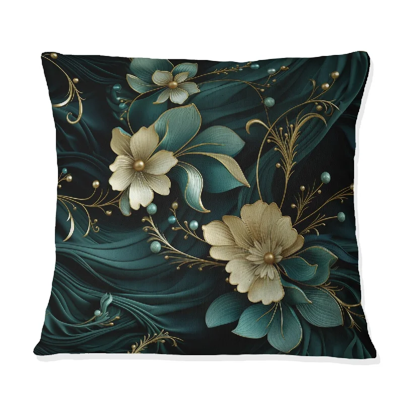 Designart "Deep Emerald Radiant Glamour Emerald I" Damask Printed Throw Pillow