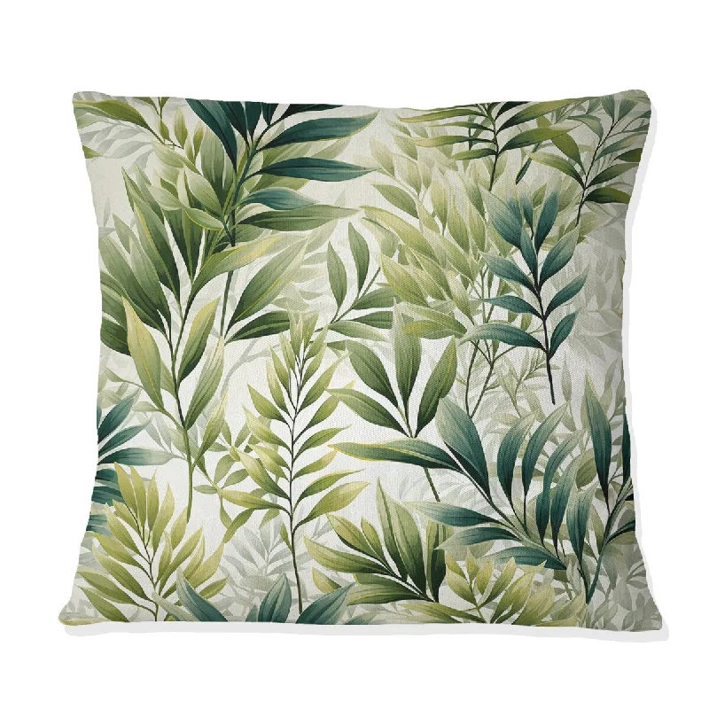 Designart "Delicate Ferns III" Plants Printed Throw Pillow