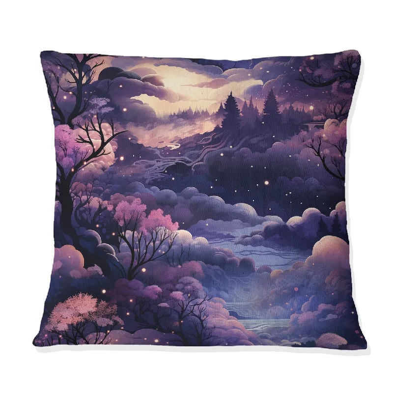 Designart "Dusky Dreamscapes Moody Patterns" Floral Printed Throw Pillow