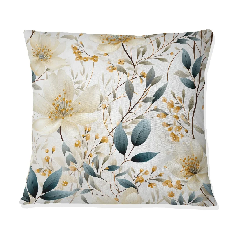 Designart "Earthy Flora I" Plants Printed Throw Pillow