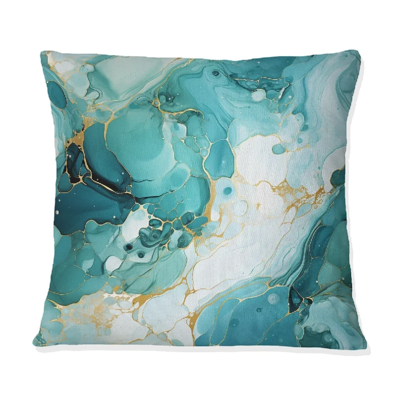 Designart "Emerald Oceanic Allure Marble Pattern" Marble Printed Throw Pillow