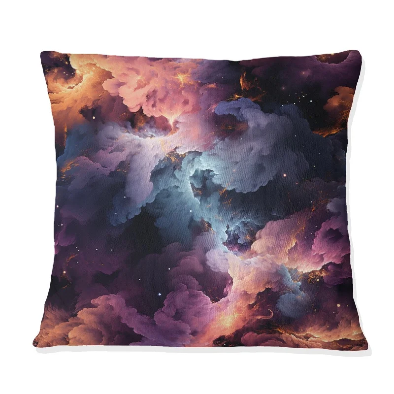 Designart "Enchanted Nebula Moody Patterns I" Abstract Printed Throw Pillow