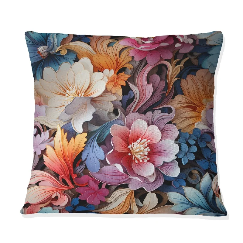 Designart "Enchanted Paisley Garde Marble Pattern" Floral Printed Throw Pillow