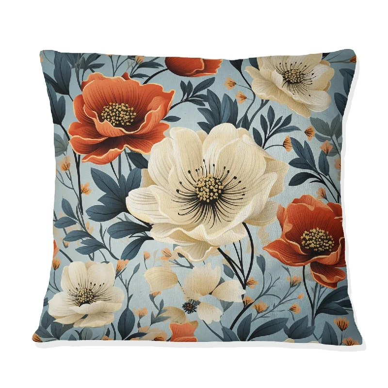 Designart "Enchanting Beige Peonies Garden Flourish I" Floral Printed Throw Pillow