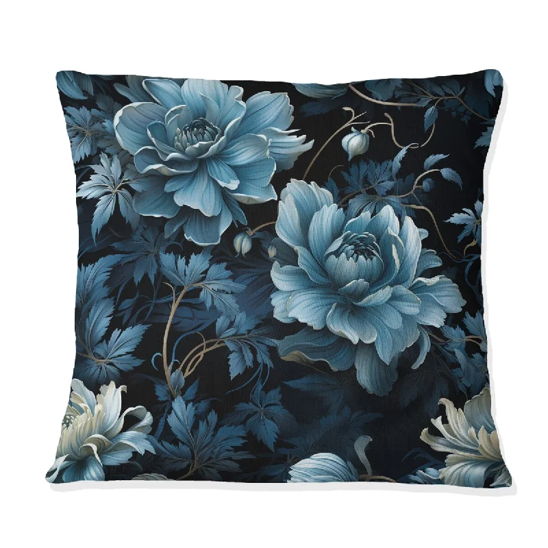 Designart "Ephemeral Noir Moody Patterns I" Floral Printed Throw Pillow