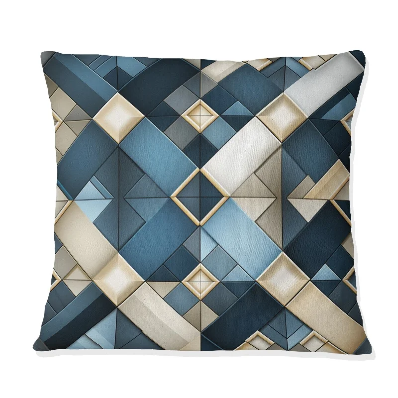 Designart "Ethereal Blue Intersections Mosaic Pattern I" Geometric Printed Throw Pillow