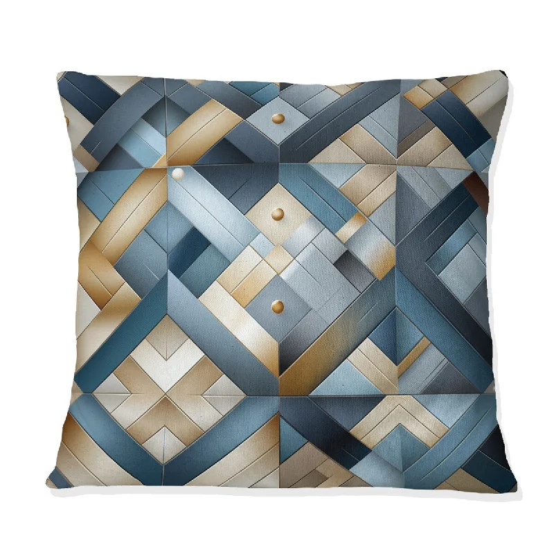 Designart "Ethereal Blue Intersections Mosaic Pattern II" Geometric Printed Throw Pillow