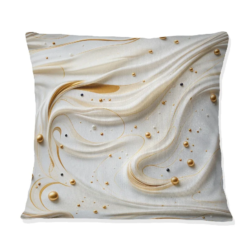 Designart "Glamorous Gold And White Marble Pearl Opulence II" Marble Printed Throw Pillow