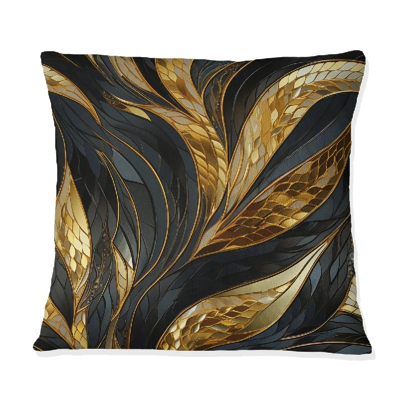 Designart "Glittering Glamour Gaze Sparkling Gold Harmony" Marble Printed Throw Pillow