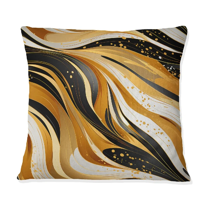 Designart "Gold And Black Striped Bengals" Marble Printed Throw Pillow