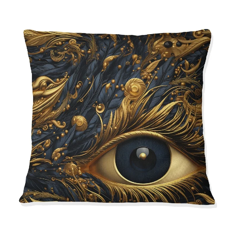 Designart "Gold Golden Eyes Illusion" Marble Printed Throw Pillow