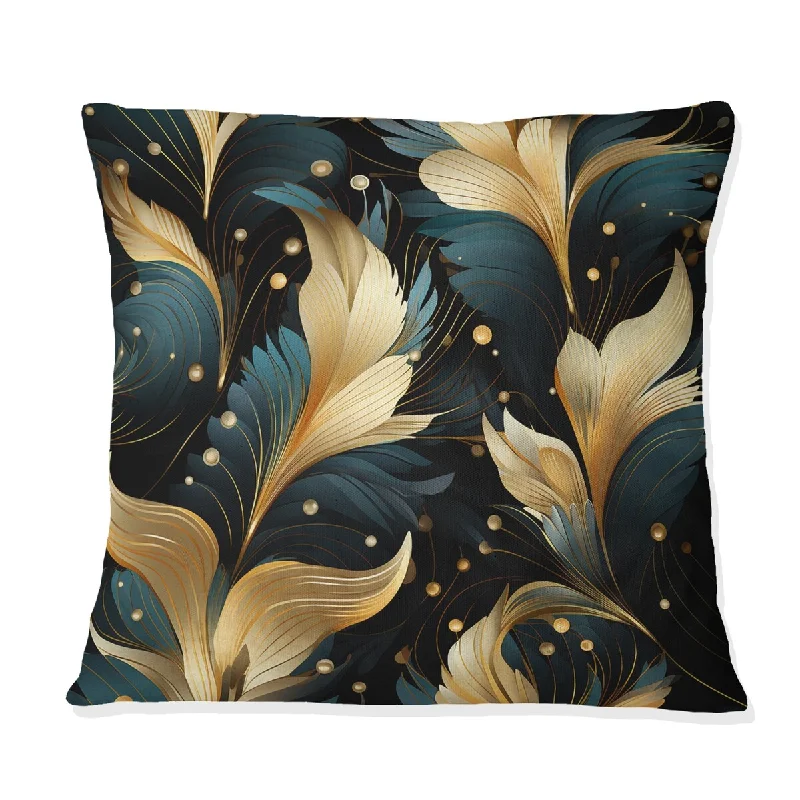 Designart "Hollywood Glamour Opulence Emerald And Gold" Floral Printed Throw Pillow